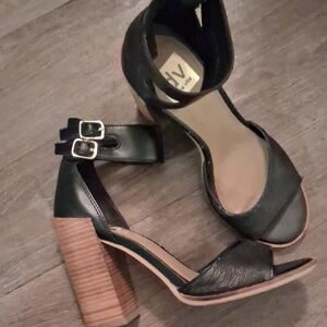 DV by Dolce Vita Black and Brown Heeled Sandals